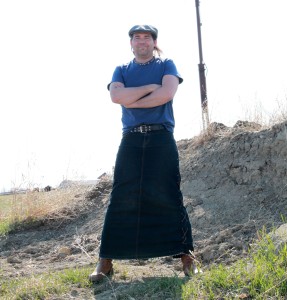 man wearing a skirt